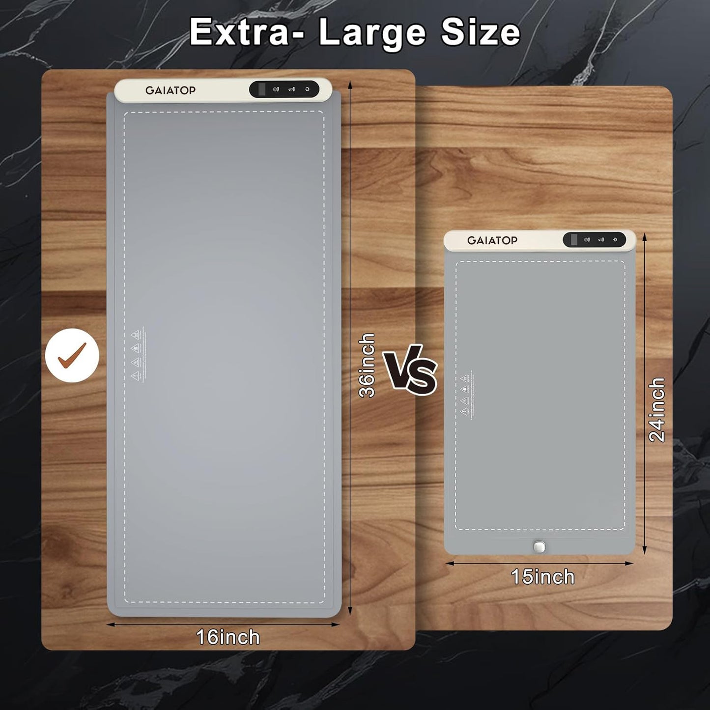 Warming Mat for Food with Heat Resistant Pad, Prevent Countertop Cracks, Keep Meal Warm, Rapid and Full Surface Heating, 6 Temp Settings, 6H Timer, Upgraded Rollable Portable Food Warmer Mat Grey