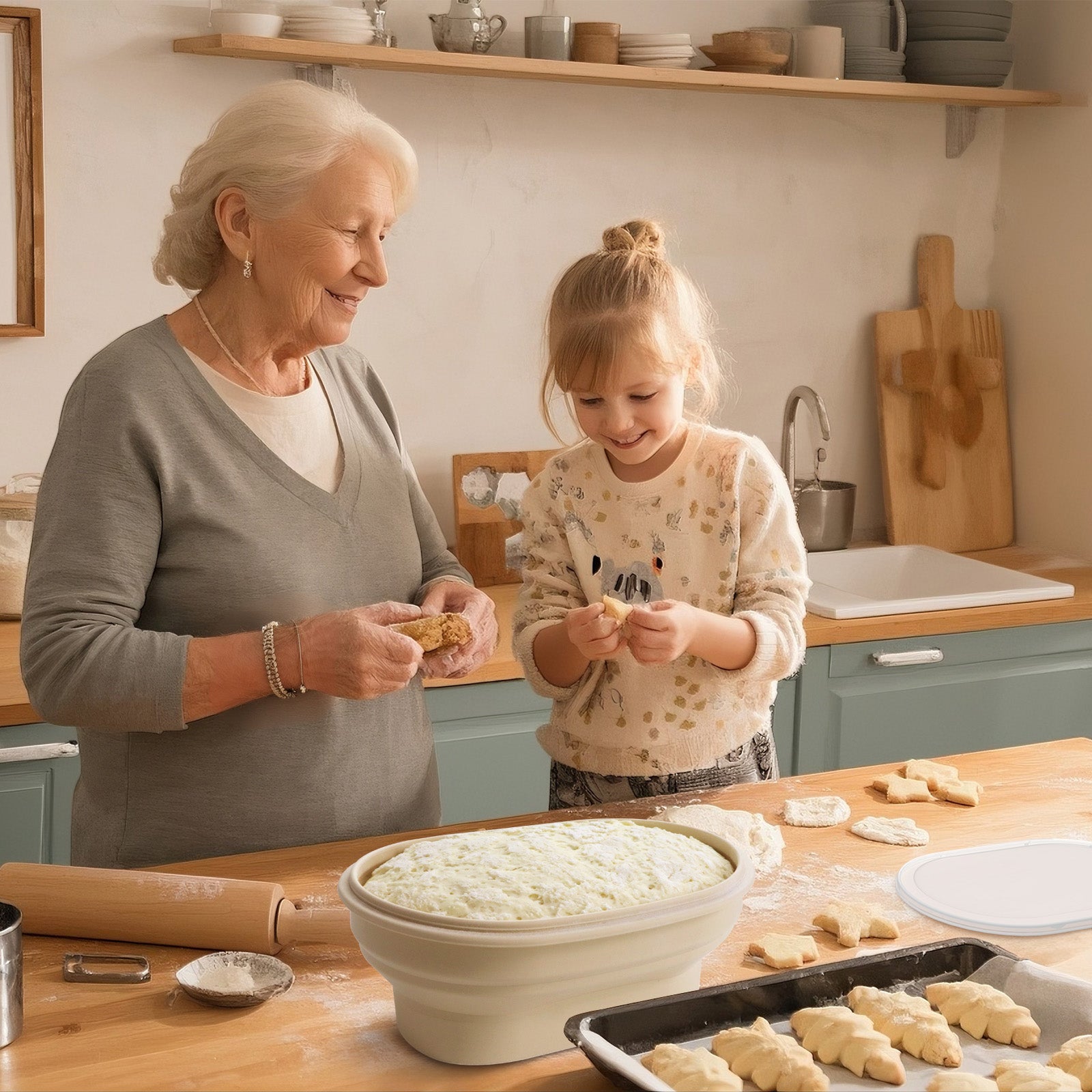 Heated Sourdough Bread Fermentation Basket, Electric Constant Temperature Silicone Batter Bowl, Banneton Baking Supplies, 2L Round Foldable Fermentation Bowl, White - coldsohard